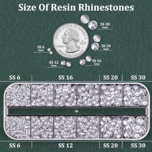 Resin Rhinestones for Crafting with B7000 Jewelry Glue, 1 Box Clear Flatback Crystals with 3Pcs 10ml Glue for Bedazzling Crafts DIY Nail Art Makeup£¬Non Hotfix Gems for Clothing Shoes
