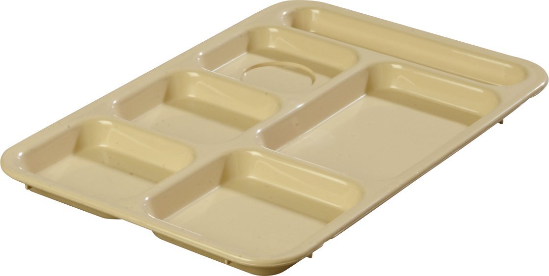 Carlisle FoodService Products Right-Hand 6-Compartment Tray, 10" x 14", Tan