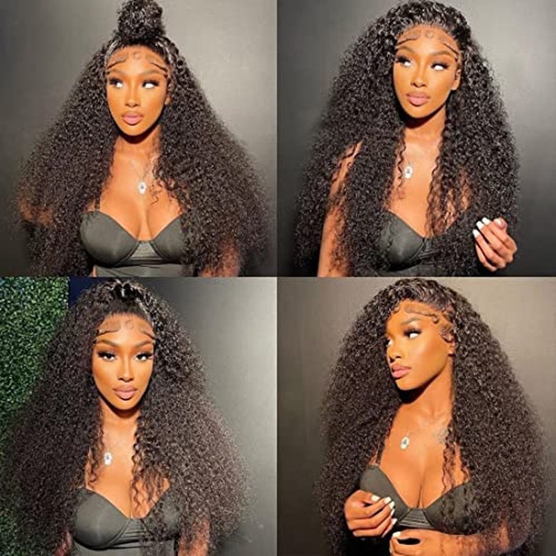 Water Wave Lace Front Wigs for Black Women HD 13x4 Glueless Lace Frontal Human Hair Pre Plucked with Baby Hair Wet and Wavy Wigs 150% Density Natural Color (24 Inch)