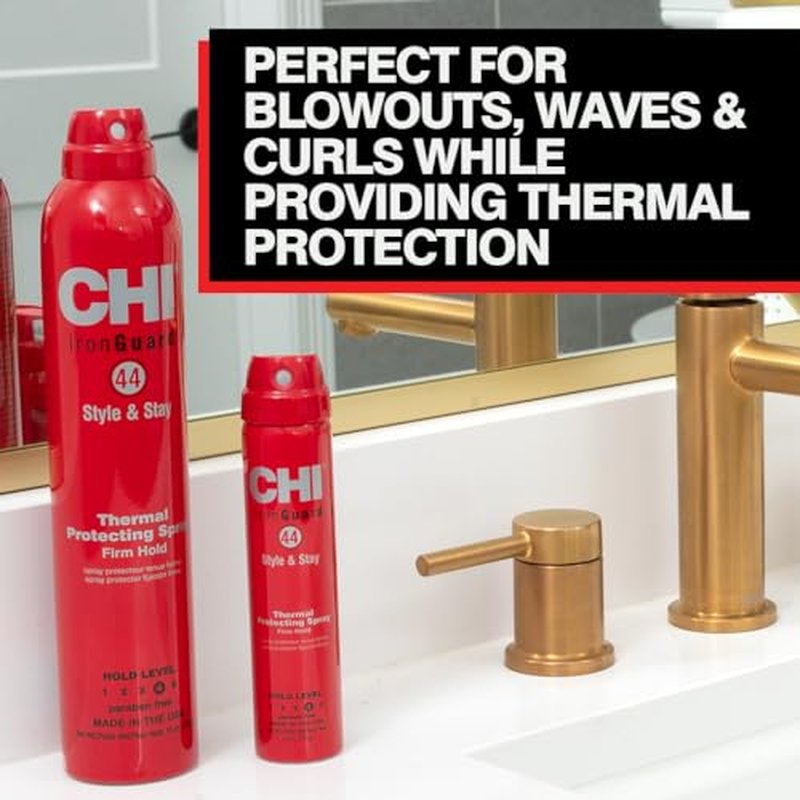 CHI 44 Iron Guard Style & Stay Firm Hold Protecting Spray, Heat Protectant & Hairspray for a Long-Lasting Hold, Sulfate & Paraben-Free, 10 Oz