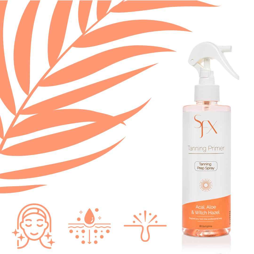 SunFX Professonal Tanning pH Balancing Prep Spray | Nutrient-Enriched, Balanced Toner | Infused with Acai, Aloe & Witch Hazel. 8 fl oz