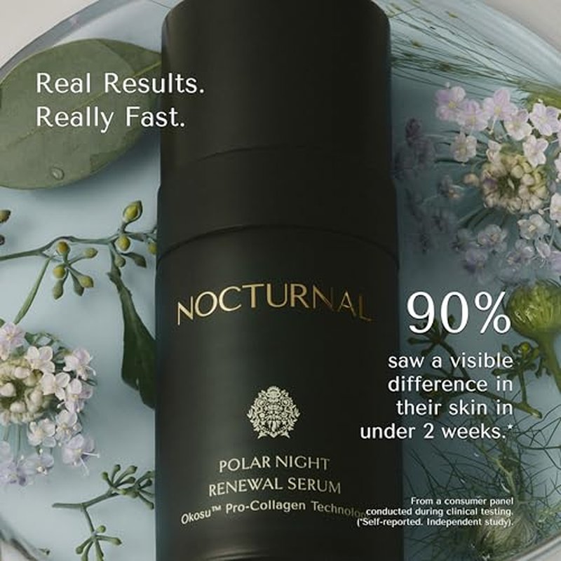 Nocturnal Skincare Polar Night Renewal Serum | Patent-Pending Night Repair Serum with Copper Peptides, Niacinamide & Nordic Oats 15ml (Refill)