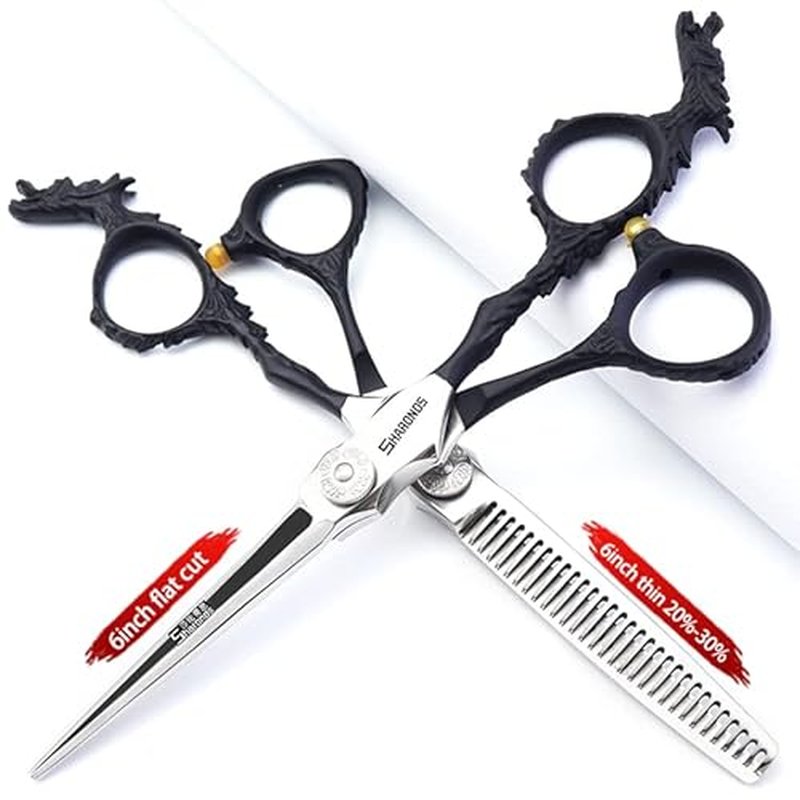 Silver/black barber scissors, high hardness sharp professional hairdresser scissors 6 inch salon hairdresser scissors. (3pc-B)