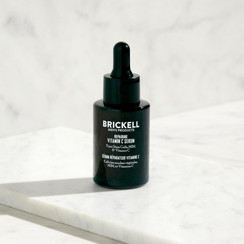 Brickell Men's Anti Aging Serum For Face, Repairing Night Facial Serum for Men, With Vitamin C, Hyaluronic Acid, and Green Tea to Diminish Wrinkles and Reduce Redness, 1 Ounce, Unscented
