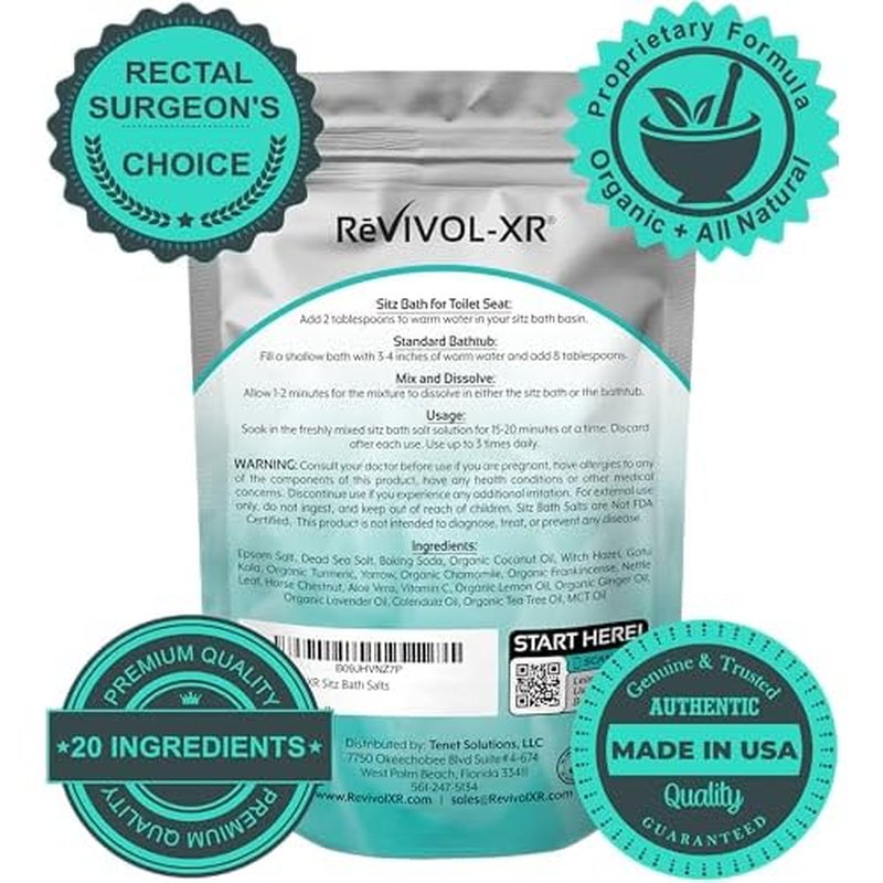Sitz Bath for Hemorrhoids Soothing 20-in-1 Salts Mix + E Oils, 15 Soaks Concentrate for Toilet Seat Basin ? Comfort Relief, Made in USA with Premium Natural Ingredients Including Aloe & Epsom Salts