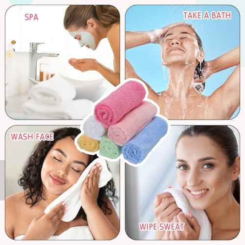 Newwiee 40 Pcs Wash Cloth Bulk Cotton Bath Hand Face Washcloths Soft Quick Drying Towel for Women Bathroom Washing Body Viscose Fiber Multipurpose Fingertip Rags(Multicolor,10 x 10 Inch)