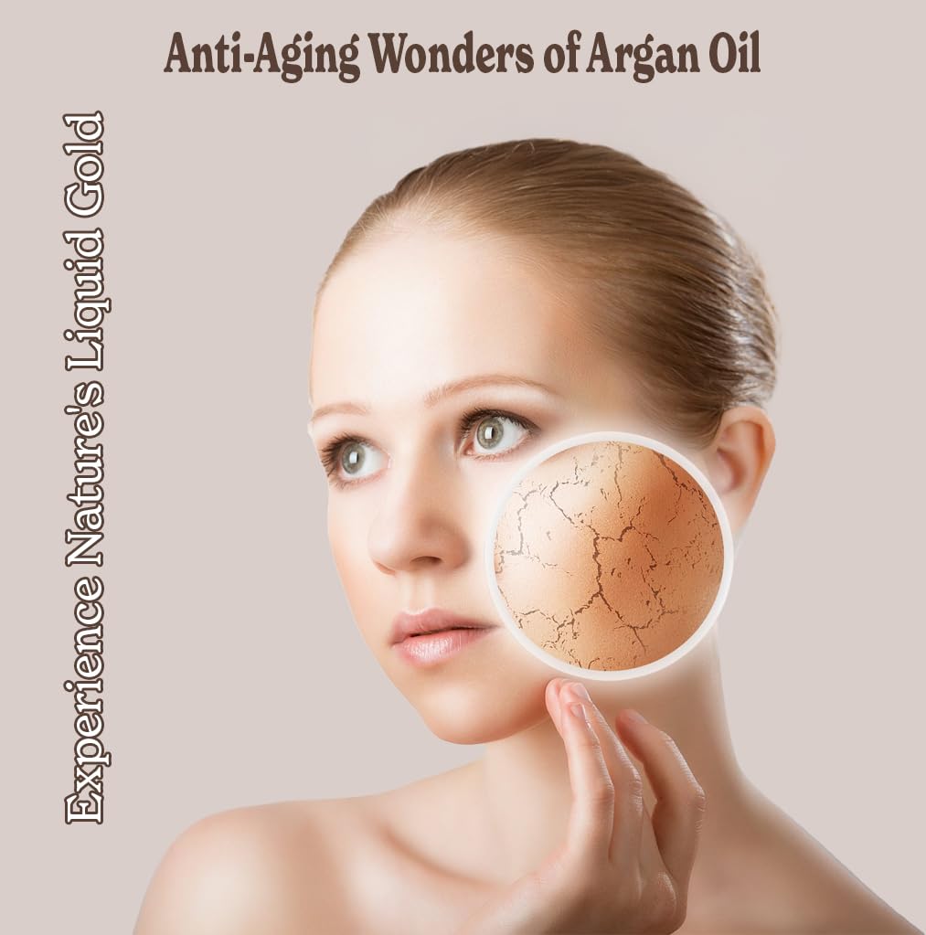Natural Born Oils Moroccan Argan Oil, 16oz, Organic, Cold-Pressed, Vitamin E & Antioxidants, Deep Skin Hydration, Hair Strengthener
