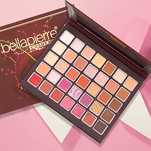 bellapierre Cherry Pop Eyeshadow Makeup Palette | 35 Colorful Shades in a Range of Matte, Satin, Shimmer, and Glitter Finishes | Non-Toxic and Paraben Free | Vegan and Cruelty Free