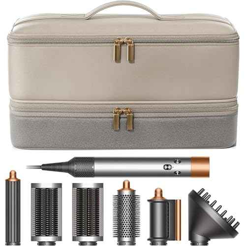 for Dyson Airwrap Travel Case, Shark Flex Style Case, Hair Dryer Travel Bag, Shark Hair Dryer Storage, Airstraight Air Wrap Flexstyle Fusion Organizer, Dyson Travel Bag (Beige & Gray)