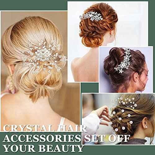 Elegant 64-Piece Wedding Hair Accessories Set - Includes Rhinestone Hair Sticks, Pearl Pins, Crystal Combs, Pearl Vine, and U-Shaped Clips (Classic Style)