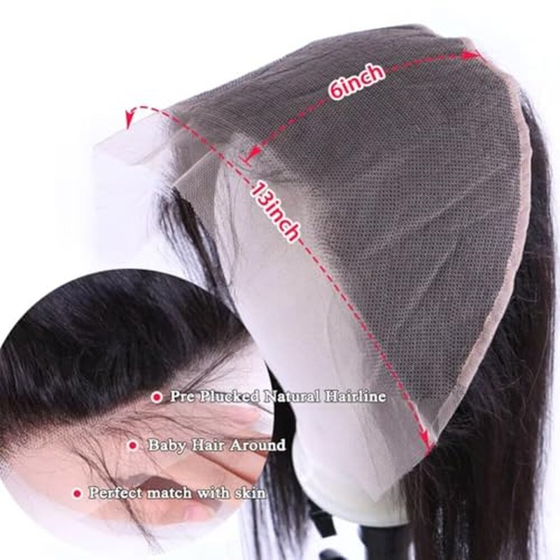 MSGEM 13x6 Lace Frontal Body Wave HD Transparent Frontal Ear to Ear 13x6 Lace Frontal Closure With Baby Hair Free Part 100% Virgin Human Hair Closure Natural Hairline 150% Density 22inch