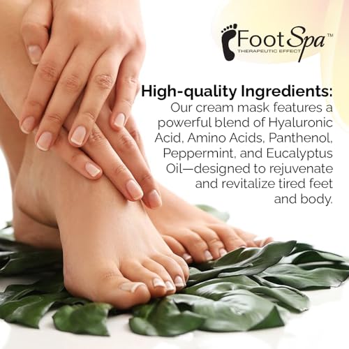 Cream Mask for foot, 128 Oz With Peppermint and Eucalyptus Oil - Pedicure Massage for Tired Feet and Body, Hydrating, Fresh Skin - Infused with Hyaluronic Acid, Amino Acids, Panthenol