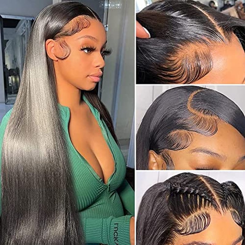 13x6 Lace Front Wigs Human Hair 180 Density Straight HD Transparent Lace Front Wigs for Women Human Hair 13x6 Full Lace Frontal Wigs Pre Plucked with Baby Hair Natural Color (22 Inch)