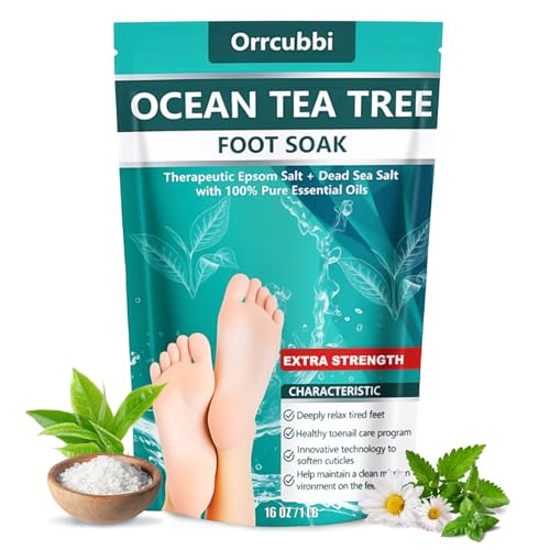 EXTRA STRENGTH Ocean Tea Tree Oil Foot Soak Salt ? Dead Sea & Epsom Salt with Natural Essential Oils ? Foot Bath for Odor, Callus Softening & Toenail Care ? Relax Tired Feet, Home Spa Use 16oz