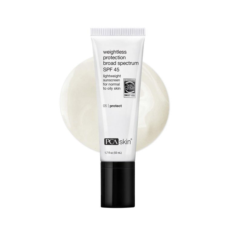 PCA SKIN Weightless Protection Broad Spectrum SPF 45 - Oil-Free Hydrating Face Sunscreen with 8.4% Zinc Oxide for Acne-Prone Skin & All Skin Types (1.7 fl oz)