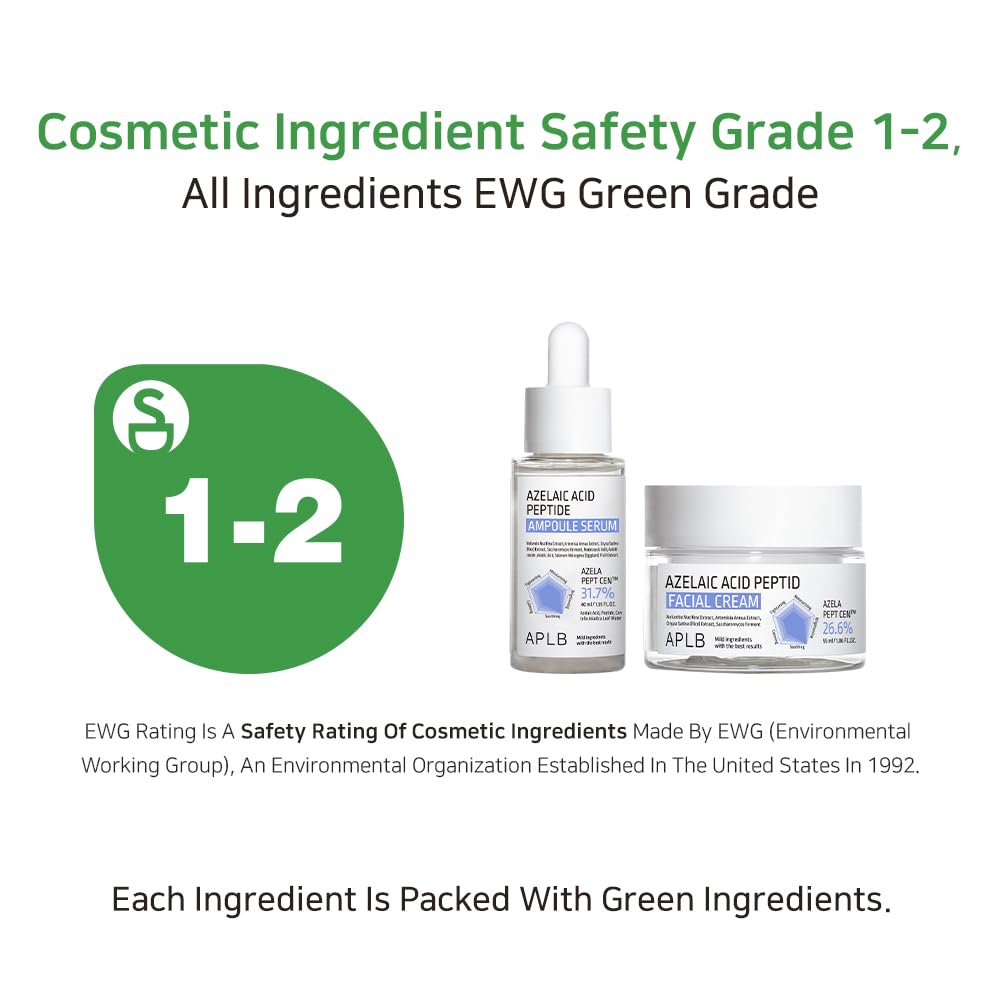 Azelaic Acid Peptide Ampoule Serum - 31.7% Concentration | Korean Skincare for Acne & Sensitive Skin, 1.35 FL.OZ
