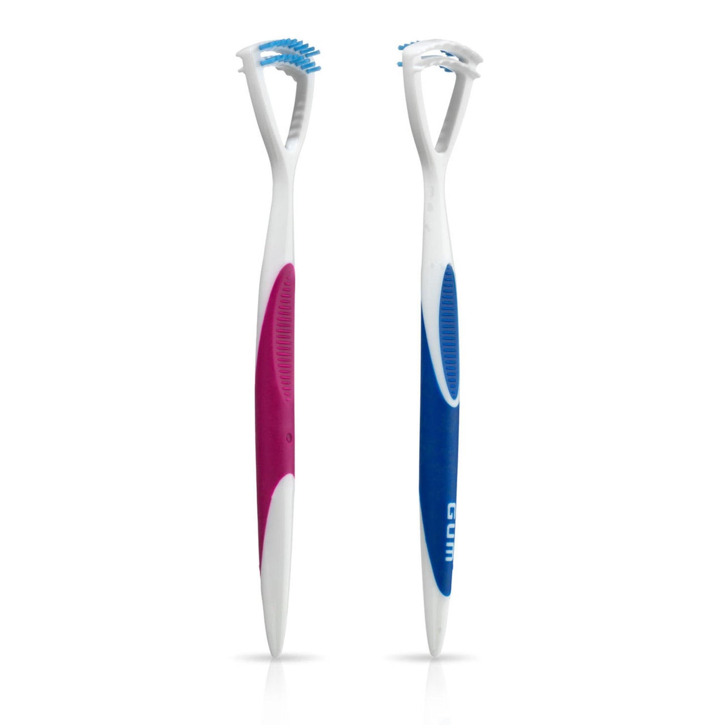 GUM Tongue Cleaner, Dual-Action Soft-Bristled Tongue Brush with Tongue Scraper for Better Oral Hygiene & Bad Breath Control, Pack of 3