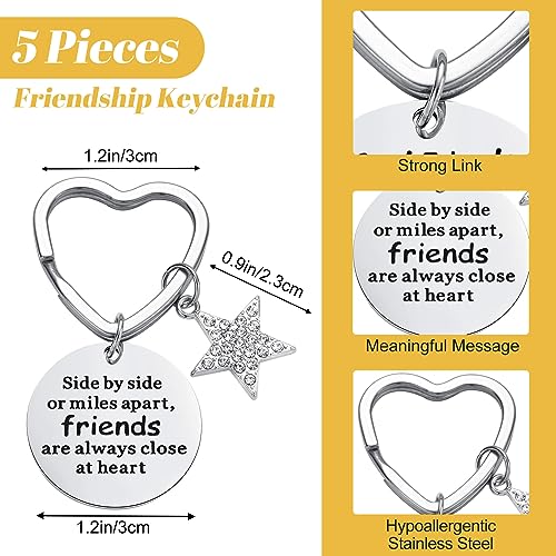 Kenning 10 Pieces Friendship Gifts for Women 5 Pcs Funny Friend Makeup Bag 5 Pcs Good Friends Are Like Stars Friendship Keychain Cute Star Keychain Birthday Presents Graduation Gift for Women BFF Teen