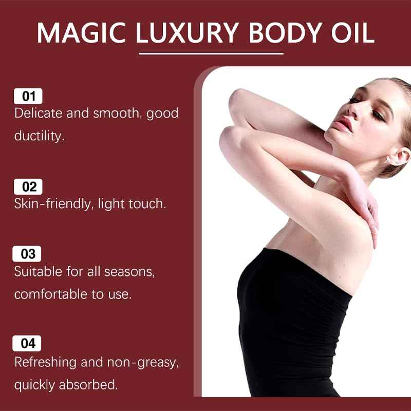 MAGIC LUXURY OIL, Magic Body Firming Oil, Hydrating and Firming Skin Oil for Arms, Body oil substitute containing vitamin E, rosehip, and almond, Full Body Use(3.38oz)