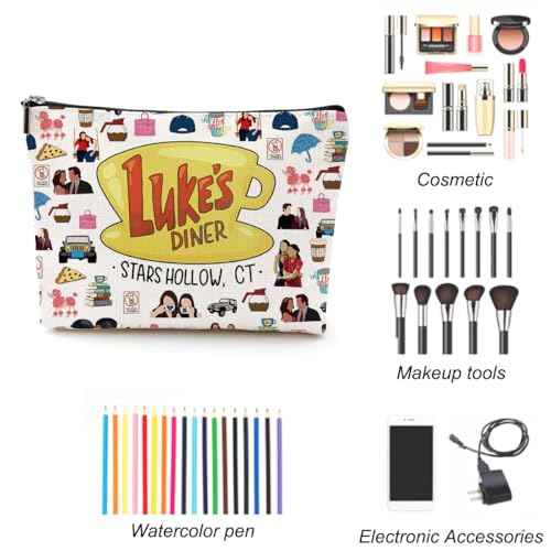 Gilmore Inspired Makeup Bag Girls Merchandise Fans Gifts Luker's Dinner Inspired Gifts for Mom Girl Daughter Sister Friend Travel Toiletry Makeup Organizer Zipper Pouch