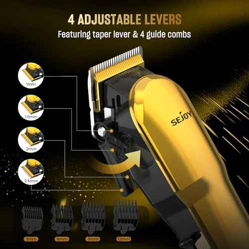 Hair Clippers for Men, Cordless Barber Hair Grooming Kit, Professional Hair Trimmer, Beard Trimmer,Rechargeable Home Haircut for Men Women Kids Children LED Display USB Rechargeable Gold&Silver