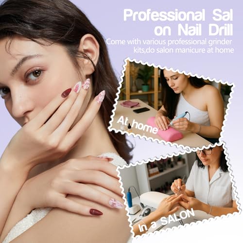 Electric Nail Drill Machine Handheld Flat Light 2-in-1 for Beginners Acrylic Gel Nails Manicure Pedicure Polishing Shape Tool with 8 Bits Gel Nails and Home Salon Use