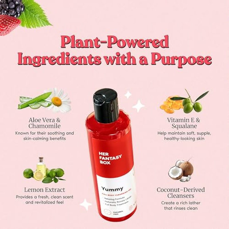 Her Fantasy Box Yummy | Body Wash - Indulgent, Luxurious Body Wash for Deep Cleansing, Moisturizing, and Nourishing Skin - Refreshing Scent for All Skin Types
