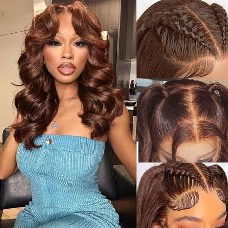 5X5 Glueless Wigs Human Hair Pre Plucked Pre Cut Chocolate Brown Lace Front Wig 22 Inch 5x5 Wear and Go Glueless Lace Closure Wig Body Wave Reglular HD Lace Front Wigs 4# Brown Colored Wig