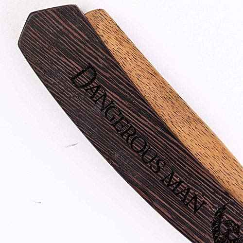 Beard Comb Gifts for Him Wooden Comb for Men Folding Pocket for Moustache Hair Walnut Combs Husband with the Engraving (Dangerous Man)