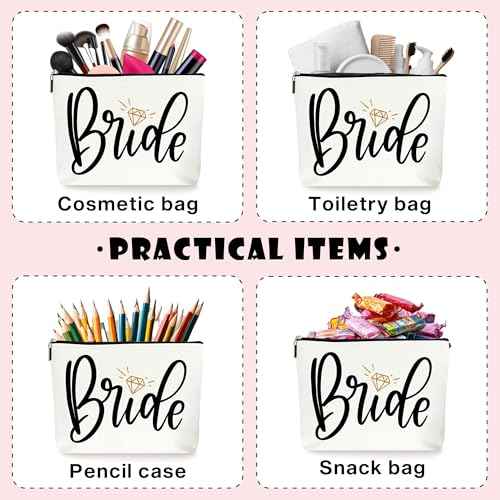 Bride Makeup Bag, Bride Essentials for Wedding Day, Bride Emergency Kit for Wedding Day, Engaged Gifts for Her, Wedding Gifts for Women, Makeup Bag Cosmetic Bag Travel Pouch Gift. (091)