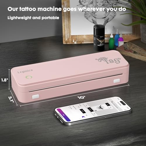 Tattoo Stencil Printer with 40pcs Transfer Paper, Bluetooth Thermal Tattoo Printer Machine for Beginners & Artists, Compatible with Android & iOS, PC(Pink)