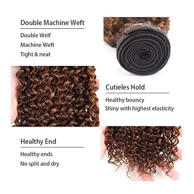 Color #4 Bundle Dark Brown Kinky Curly Human Hair Bundles Peruvian Chocolate Brown Bundle Color #4 Curly Bundles Human Hair 14 16 18 Inch