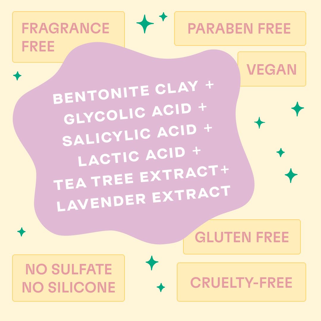 Fawn Pore Shrink Clay Face Mask with Bentonite Clay for Teen and Young Skin, Derm-formulated and Vegan, 1.75 FL OZ