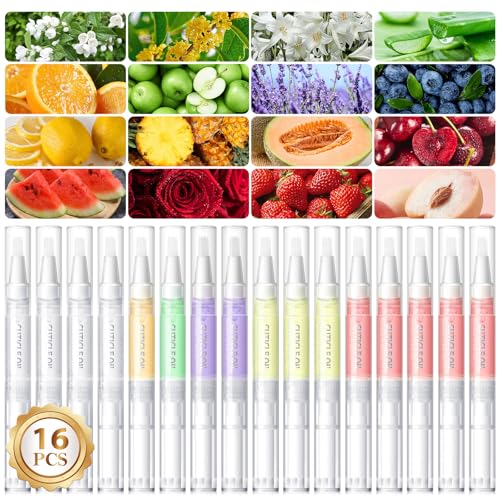 COSCELIA 16 pcs Cuticle Oil Pens Bulk for Nails Cuticle Revitalizer Oil Pens Set Nail Care Nourishment Treatment Moisturized Repair Pen Manicure Tools for Gel Nails