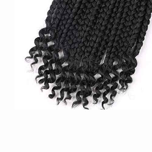 6 Packs Crochet Box Braids Curly Ends 10 Inch Crochet Braids Bohemian Box Braids Crochet Hair for Black Women (1B, 10 Inch)