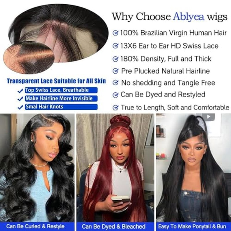 VIPbeauty 13x6 Lace Front Wigs Human Hair Pre Plucked 180 Density Straight HD Transparent Glueless Wigs Human Hair 13x6 Straight Lace Frontal Wigs Human Hair Wigs for Women 18 Inch