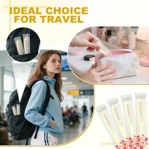 200 PCS Disposable Combs in Bulk Individually Wrapped, Plastic Unbreakable Yellow Hair Combs for Homeless, Suitable for Family,Hotel, Air Bnb, Shelter,Nursing,Home,Charity and Church