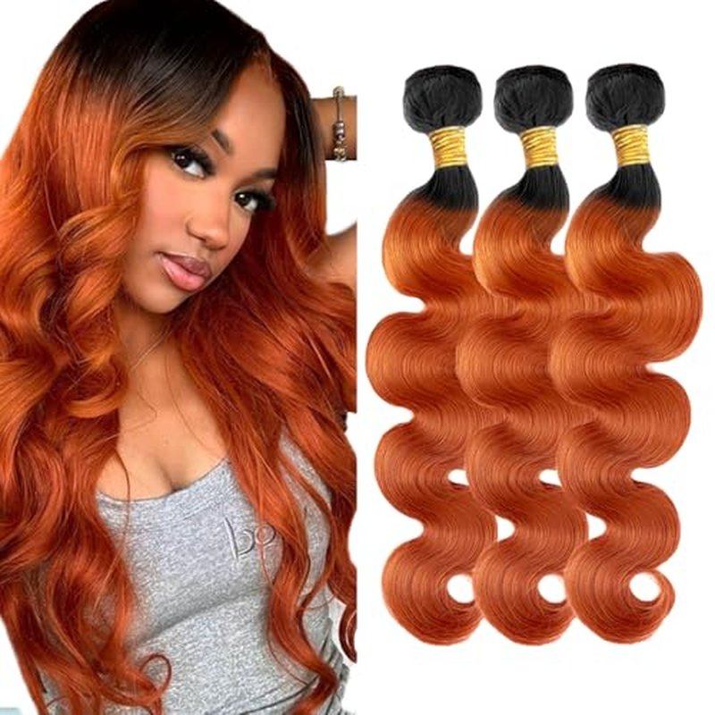 26 28 30 inch Ginger Human Hair Bundles Ginger Body Wave Bundle 350 Body Wave Bundle Human Hair Extensions Orange Color For Women