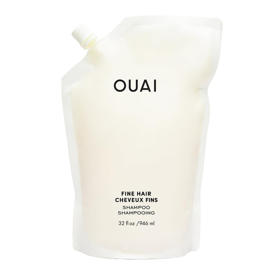 OUAI Fine Hair Shampoo - Biotin Thickening Shampoo for Flat, Thin Hair - Volumizing & Strengthening Keratin & Chia Seed Oil for Women & Men - Lightweight, Color-Safe, Sulfate Free, Refill 32 Oz