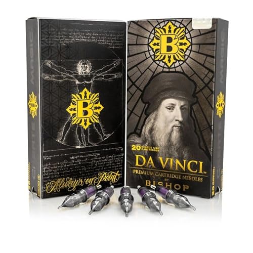 Bishop Tattoo Da Vinci V2 Cartridges - Bugpin - 10 Gage With 03 Pins - Round Liner Long - 20 Cartridges