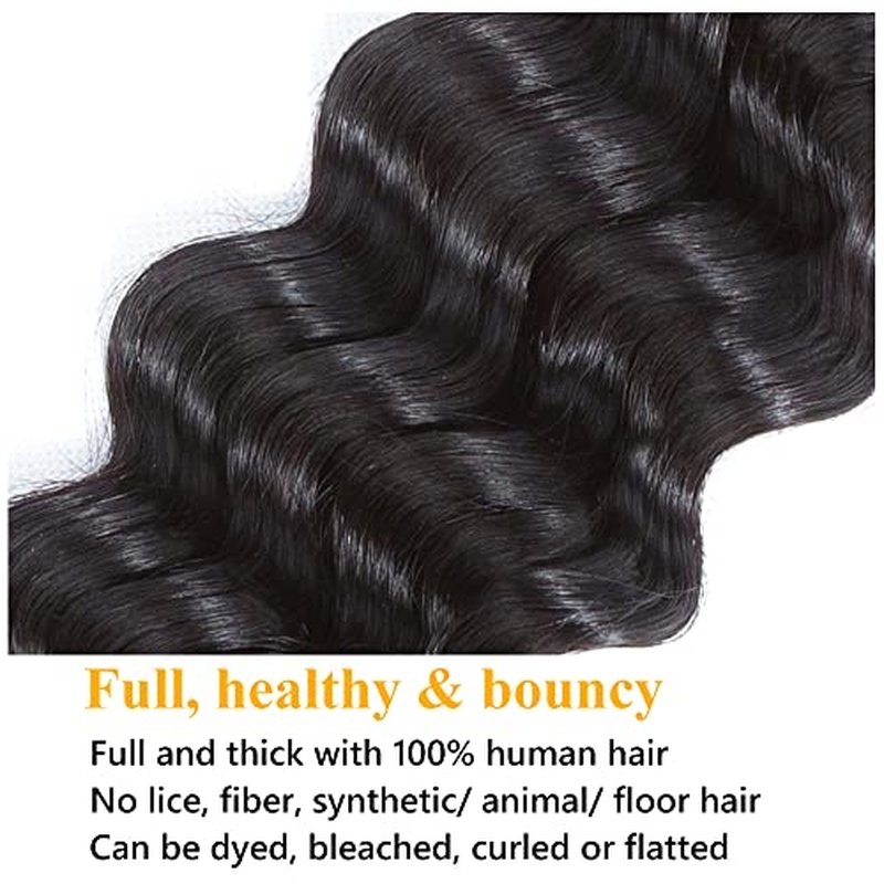 QTHAIR 16A Brazilian Loose Deep Wave Bundle 100% Unprocessed Brazilian Virgin Human Hair Bundles Loose Deep Curly Human Hair Weave Wet and Wavy Curly Hair 1 Bundle 30 inch