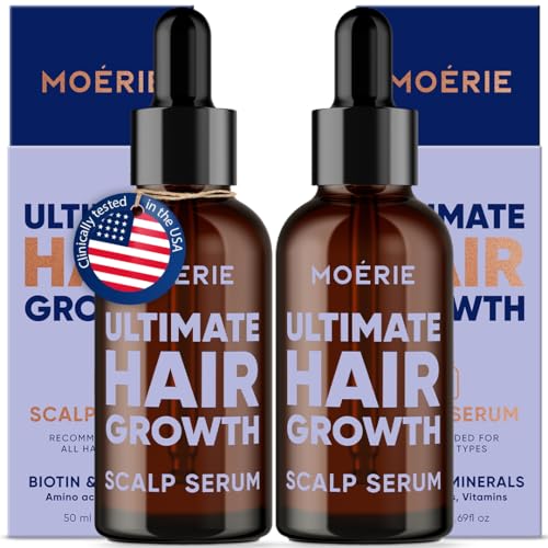 MOERIE Ultimate Hair Growth Serum for Natural Hair Regrowth & Thickening - Anti Thinning & Hair Loss Treatment for Women - Rapid Hair Growth Products - Scalp Oil Alternative - 1.69 fl oz, 2 pack