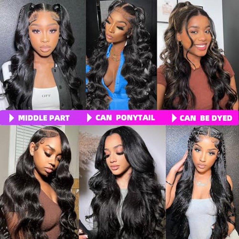 26 Inch 13x6 Body Wave Lace Front Wigs Human Hair 200 Density 13x6 HD Lace Front Wigs Pre Plucked Wavy Glueless Wig 100% Virgin Human Hair Lace Frontal Wigs for Women
