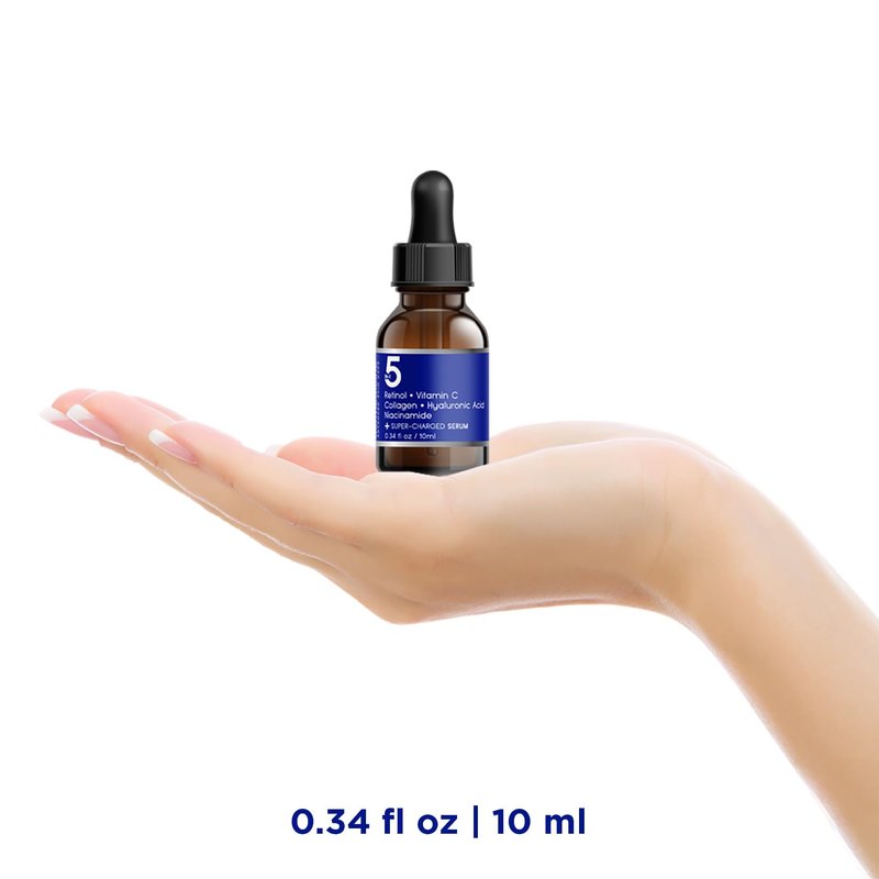 5 in 1 Potent Face Serum with Retinol, Vitamin C, Collagen, Hyaluronic Acid, Niacinamide | May Help Improve Appearance of Fine Lines and Reduce Appearance of Dark Spots | 2 fl oz / 60 ml