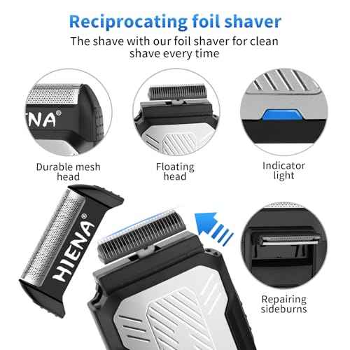 HIENA PRO Professional Cordless Hair Clippers for Men, T-Blade Beard Trimmer & Foil Shaver & Nose Hair Trimmer Set, Barber Clipper Hair Cutting Grooming Kit