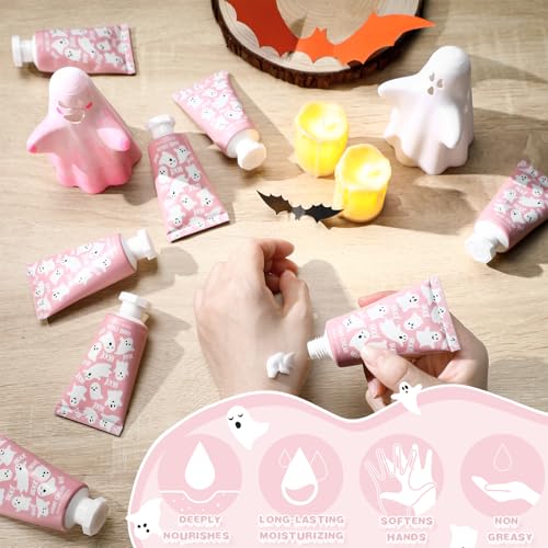 48 Sets Pink Ghost Boo Hand Cream Gifts Bulk Halloween Hand Cream Travel Lotion Size Baby Shower Party Gifts Favors Pink Ghost Halloween Birthday Party Supplies for Guest