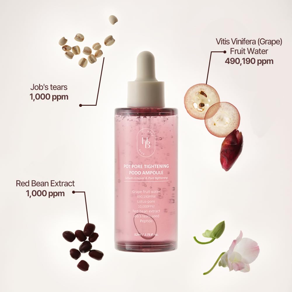 HEVEBLUE Pot Pore Tightening Podo Ampoule - Pore Tightening, Korean Skincare, Hypoallergenic, Moisturizing, Pore Care, Face Serum, Skin Density Improvement, Skin Elasticity, Mother's Day Gift