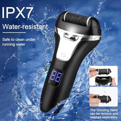 Electric Foot File Callus Remover for Feet - 9 pcs Roller Heads,2 Speed Foot Care Kit Waterproof Pedicure Tools,Rechargeable Foot Scrubber Pedicure kit for Dead Hard Cracked Dry Skin.