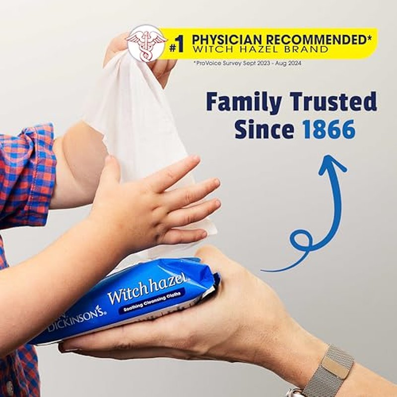 T.N. Dickinson's Witch Hazel Soothing MultiUse Cleansing Cloth, 4 Pack, 25 Cloths Per Pack,white