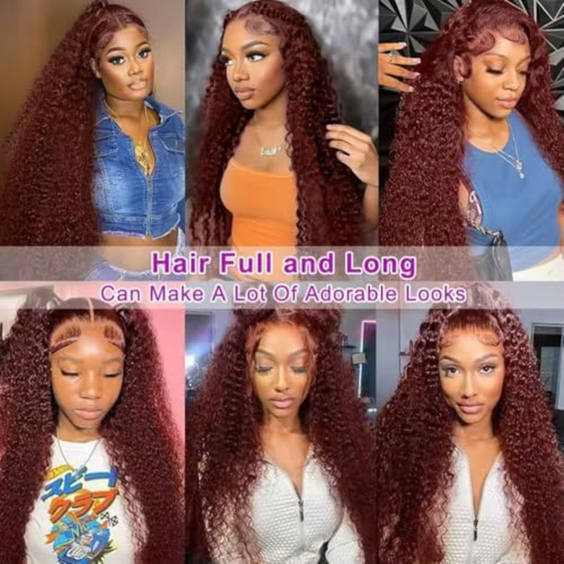 Reddish Brown Lace Front Wigs Human Hair 13x6 Deep Wave Lace Front Wig 200% Density Deep Wave Frontal Wigs Pre Plucked with Baby Hair for Women Glueless (13x6 Reddish Deep, 20 inch)